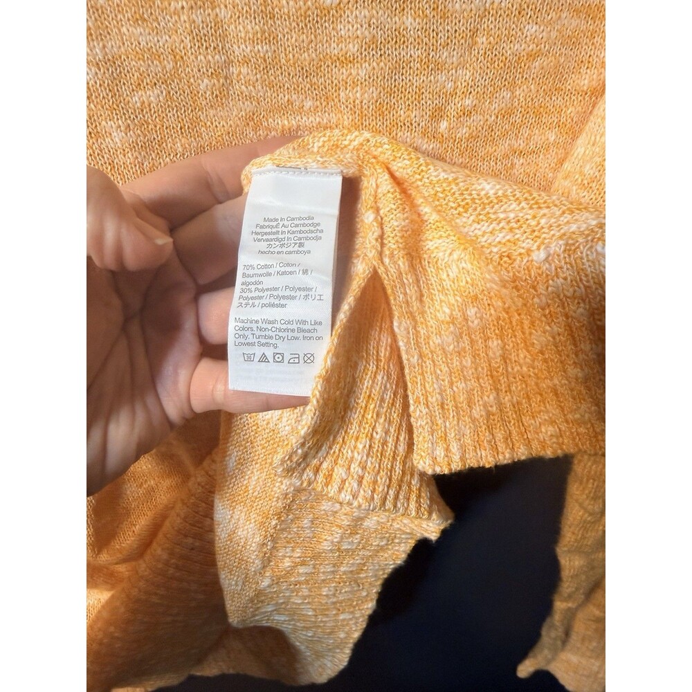 J. Crew Factory Size XL Orange Sherbet Marled Crewneck Summer Sweater Cotton New - Picture 6 of 6